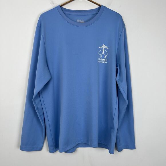 Brooks Brothers Sweater Mens Large Blue Neck Pullover Sweatshirt Spell Out Logo - Picture 1 of 12